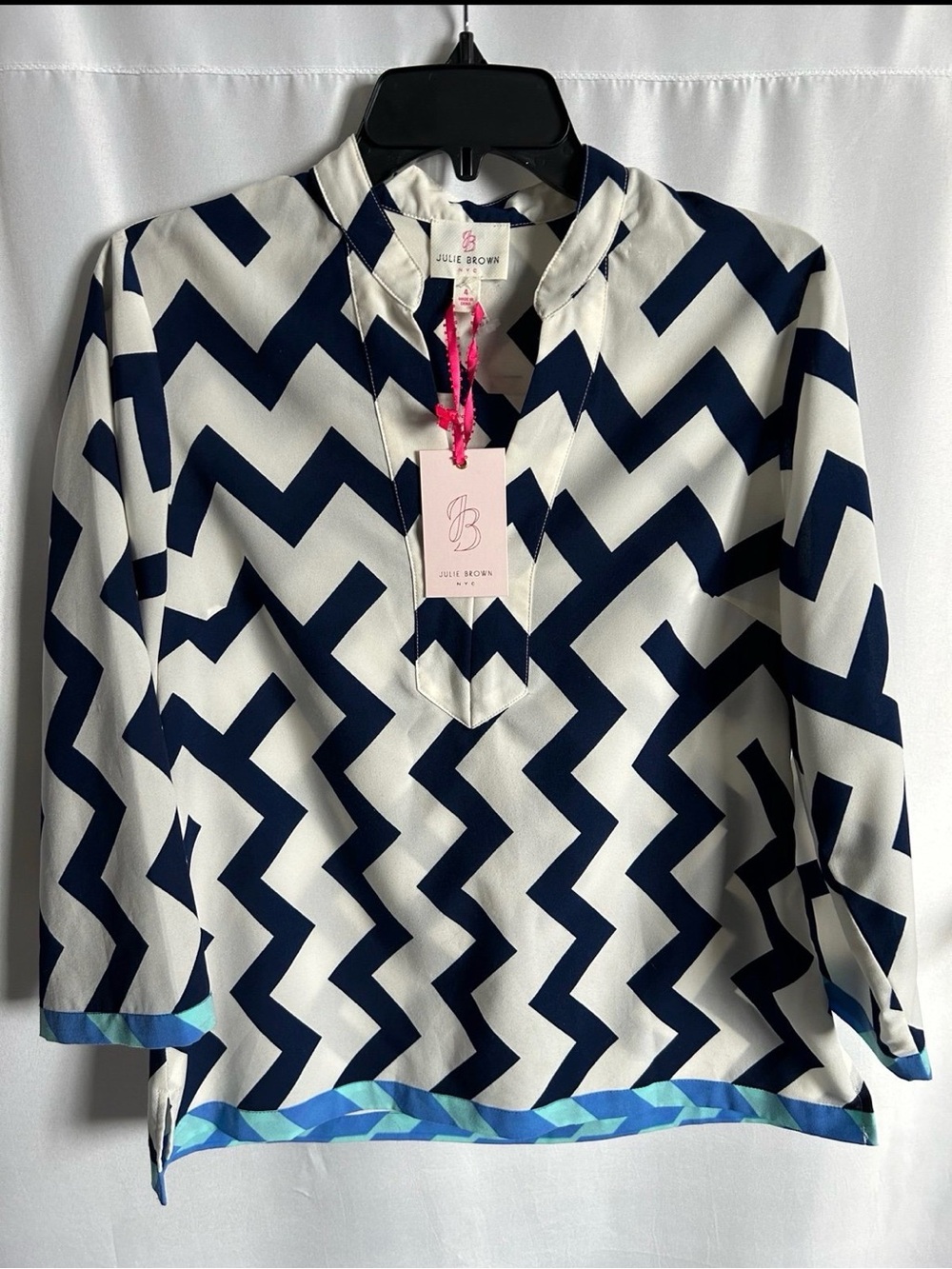 Julie Brown NYC June Chevron Tunic with Blue and White